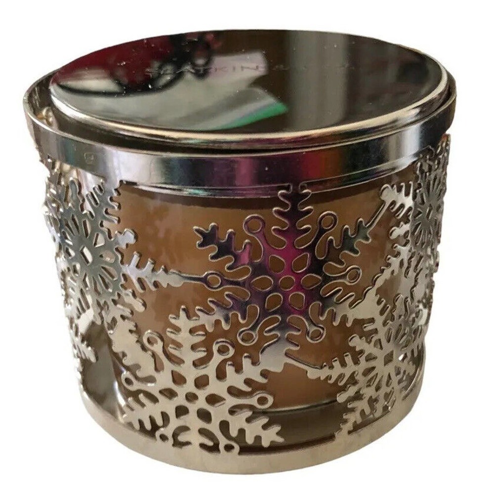 Bath & Body Works Salted Caramel Candle w Snowflake Sleeve Slatkin & Co 4 oz NEW